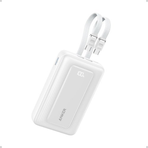 Anker - Zolo Power Bank (2025 Upgraded Version), 45W Max Fast Charging, 20,000mAh Battery Pack, Dual Built-in USB-C Cables - White-Front_Standard 