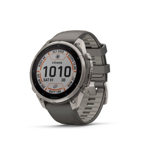 Garmin - fēnix 9 Pro - inReach Solar GPS Smartwatch 47 mm Titanium - Pebble Gray/Silver Gray Silicone Band - (2026)