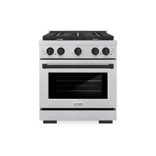 ZLINE - Autograph 30 in. Paramount Dual Fuel Satin Steel Range w/ 4 Burners & Black Accents (SDRSZ-30-MB) - Stainless Steel