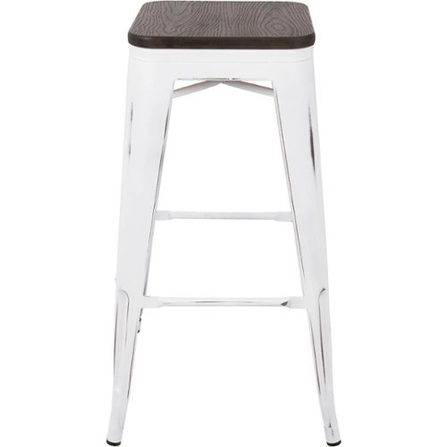  LumiSource - Oregon Steel Counter Barstool (Set of 2 - Vintage White/Espresso