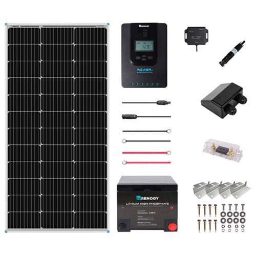 Renogy - Mountable Solar Panel Kit (100W Panel, 50ah Lithium Ion Battery & Accy's) - Black-Front_Standard 