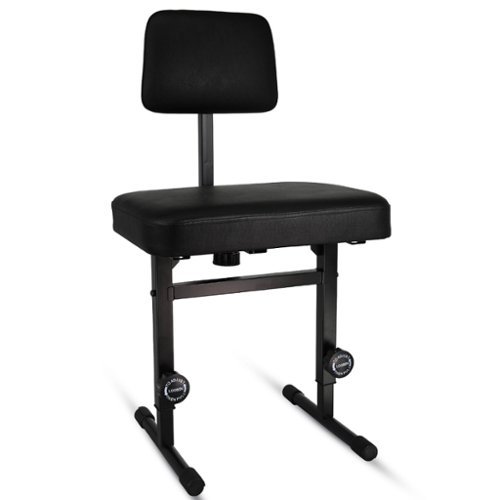 5 CORE - Piano Bench 3" Padded Cushioned Stool w Backrest Heavy Duty Musician Chair Height Adjustable - Black-Front_Standard 
