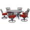 Hanover - Traditions 7-Piece Dining Set with a 60 In. Round Cast-top Table and Six Swivel Rockers - Alumicast/Red-Front_Standard