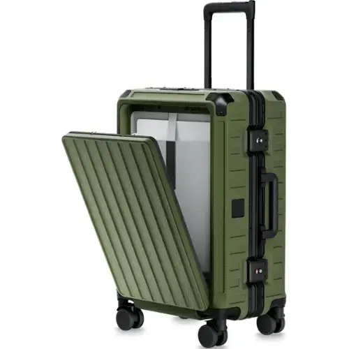 Front. LUGGEX - LUGGEX 21 Inch Zipperless Carry On Luggage, Aluminum Polycarbonate Hard Shell Front Opening Suitcase - LX-ZX - Green.