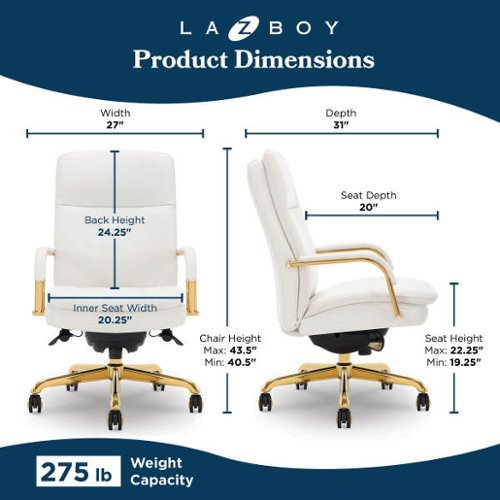 La Z Boy Executive Office Chair with Lumbar Support & Padded Arms