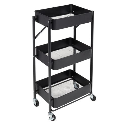 Honey-Can-Do - 3-Tier Metal Folding Cart with Wheels - Black-Angle_Standard 