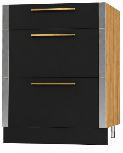 AGA - 30" One 1/4 Drawer Two 3/8 Drawer Cabinet Base - Oak - Black