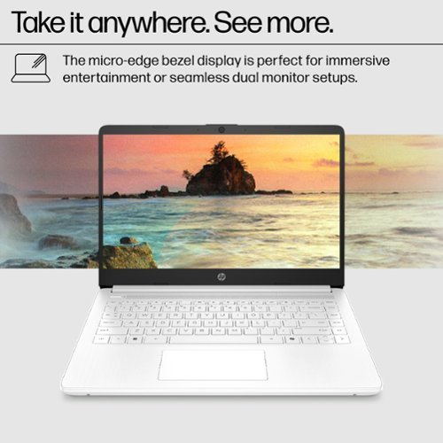 HP 14 Laptop - Intel Celeron - 4GB Memory - 64GB eMMC - Snowflake White WORLDWIDE DELIVERY