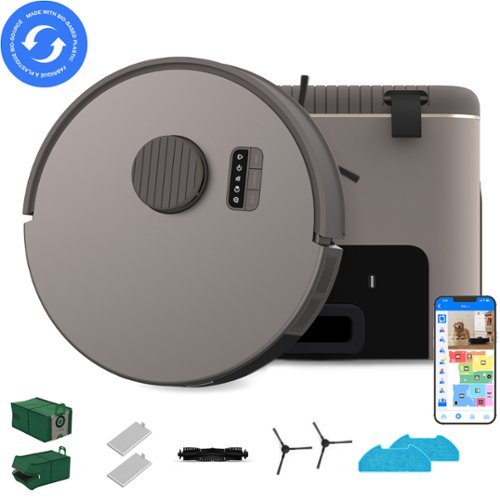 bObsweep - Bio Auto-Empty Robot Vacuum & Mop with 100-Day Dock, Activate Charcoal Odor Filtration, Made of Bio-Based Plastic - Riverstone-Front_Standard 