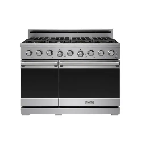Front. Thor Kitchen - 7.6 Cu Ft. Freestanding Liquid Propane Double Oven Gas Range with Infrared Broiler - Stainless Steel.