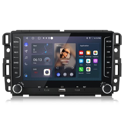 Junsun - For GMC Chevy Silverado 1500 2009-2012 7" carplay 2+64GB Android 15 Car Stereo Radio GPS Navi USB BT RDS FM Split Screen - Black-Front_Standard 