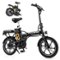 Costway - 16" Folding E-Bike Portable Electric Bicycle with Peak 650 W Brushless Motor - Black-Front_Standard