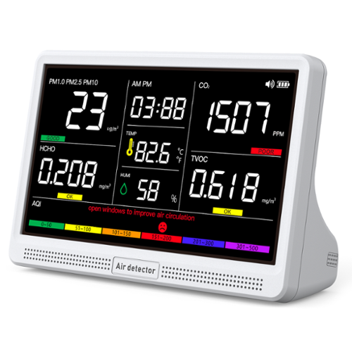 bonoch - 16 in 1 Air Quality Monitor Indoor 7" Display 9 AQI+7 AQI Alerts Air Quality Meter - White-Front_Standard 