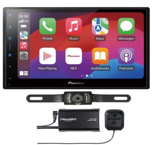 Sound of Tri-State - Pioneer DMH-W30000NEX 6.8" Display with LED Backlight Wireless with License Plate Style Backup Camera and SXV300v1 Siriu - Black-Front_Standard 