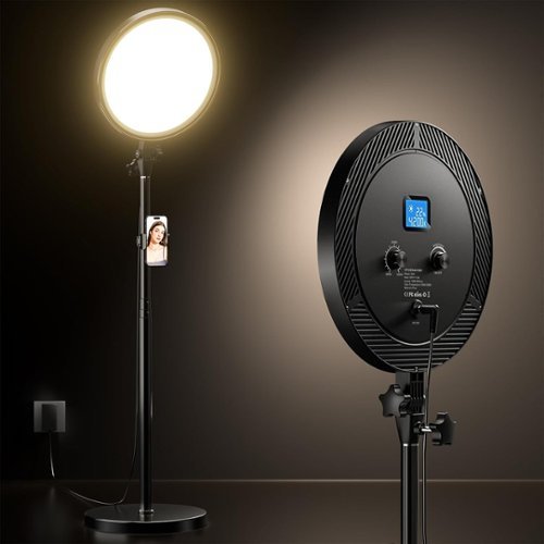 Schertz - Professional Ring Light with Stand, Phone Holder & Remote, 6500K Full-Screen LED Lighting for Makeup, Photography, Studi-Front_Standard 