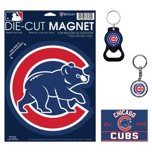 WinCraft - Chicago Cubs 4-Pack Key Rings and Magnets Set - Multicolor-Front_Standard 