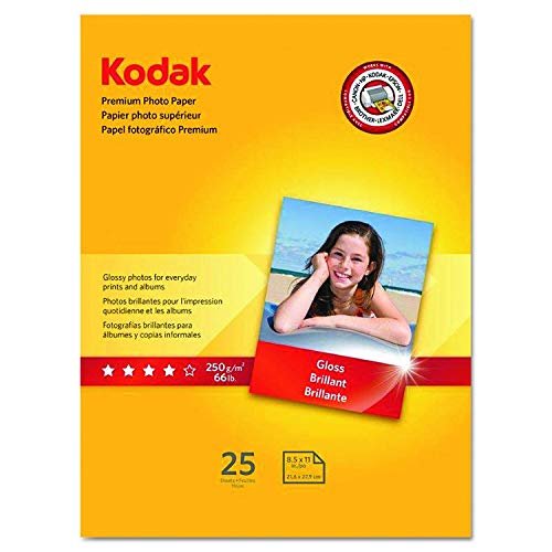 Kodak - Premium Photo Paper for inkjet printers, Gloss Finish, 8.5 mil thickness, 25 Sheets, 8.5” x 11” (8689283)-Front_Standard 