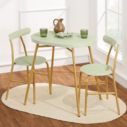 Best Choice Products - 3-Piece Oval Dining Table Set, Modern Small Kitchen Dinette w/ 2 Chairs - Sage Green/Gold - Sage Green & Gold-Front_Standard 