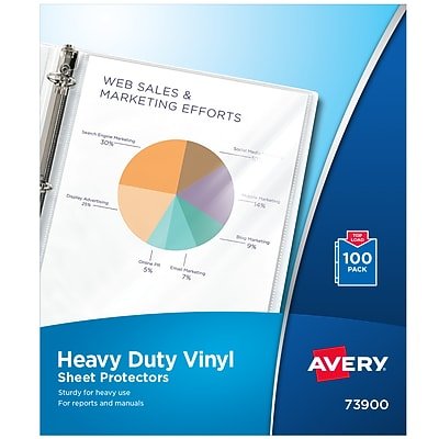 Avery - Vinyl Heavyweight Sheet Protectors, 8-1/2" x  11", 100/Box - Clear-Front_Standard 
