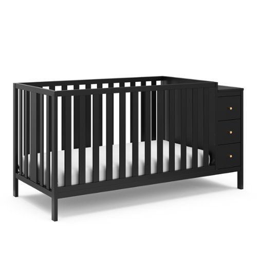Storkcraft - Malibu 3-in-1 Customizable Convertible Storage Crib - Black-Front_Standard 