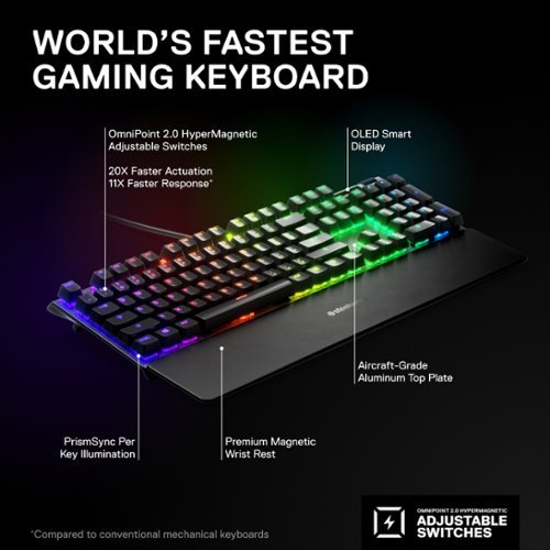 SteelSeries Apex Pro V2 Full Size Wired Mechanical OmniPoint Adjustable HyperMagnetic Gaming Keyboard with Rapid Tap - Black WORLDWIDE DELIVERY