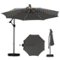 Costway - 10 FT Solar Offset Hanging Umbrella with 96 Solar Multi-colored Flowing LED Lights - Gray-Front_Standard