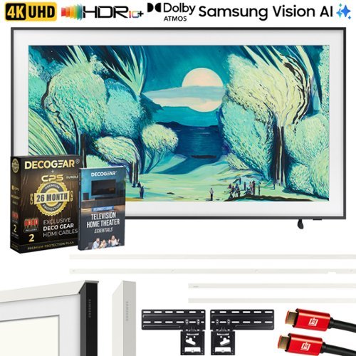 Samsung - 55" The Frame QLED 4K AI Smart TV (2025) QN55LS03FAFXZA w/ White Bezel +  26 Month Extended Protection Warranty Bundle-Front_Standard 