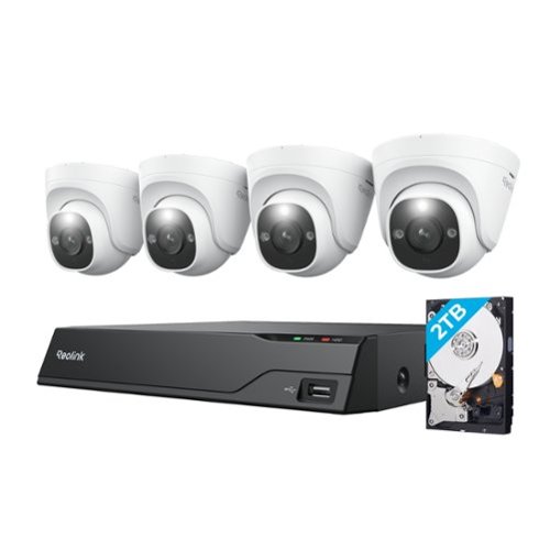 Reolink - 8-Channel, 4 - Dome Camera Indoor/Outdoor 4K 8MP PoE 2TB Smart NVR Security Surveillance System - White
