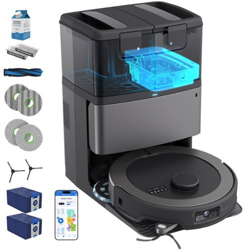 bObsweep - Maxim All-in-One Robot Vacuum & Mop, 22000Pa Suction, Odor-Filter AutoWash/Dry/Empty Dock, w Object Detection - Titanium Black-Front_Standard 