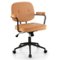 Costway - PU Leather Home Office Arm Chair with Adjustable Swivel - Orange-Front_Standard