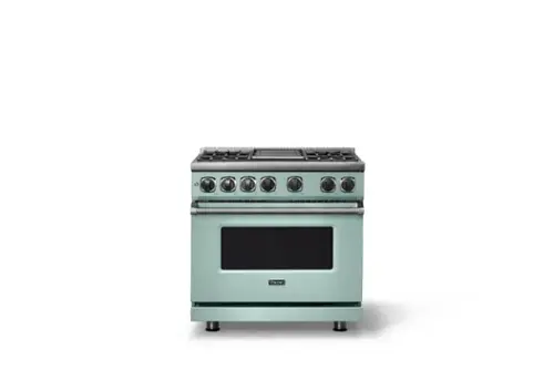 Front. Viking - 36 in. Wide 4 Burner Dual Fuel Sealed Burner Range with Griddle-LP - Splash.