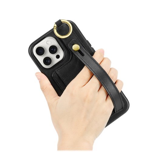 SaharaCase FingerGrip Series Genuine Leather Wallet Case for Apple iPhone 15 Pro Max - Black SHOP ONLINE