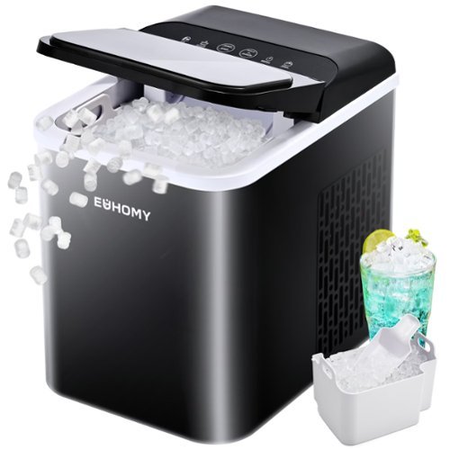 Euhomy - Countertop Nugget Ice Maker - 35lbs/24H Pebble Ice Machine with Auto-Cleaning - Black-Front_Standard 