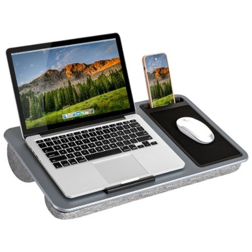 LapGear - Home Office Lap Desk (Fits up to 15.6" Laptop) - Silver Carbon-Front_Standard 