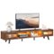 Bestier - 70" LED TV Stand Mid-Century Modern Gaming Entertainment Center with Sliding Glass Door - Walnut-Front_Standard
