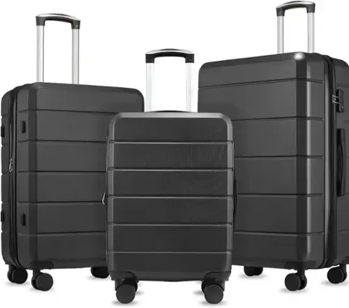 Front. LUGGEX - LUGGEX 20" 24" 28" 3-Piece Luggage Set Expandable ABS Suitcase with Double Spinner Wheels and TSA Lock - Lite-YY - Black.