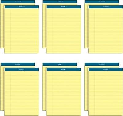 TOPS - Docket Notepads, 8.5" x 11.75", Wide Ruled, 50 Sheets/Pad, 12 Pads/Pack (TOP63400) - Canary
