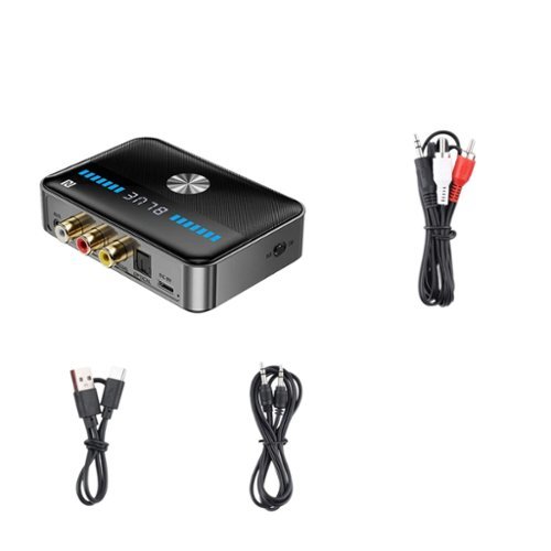 Stock Preferred - Bluetooth 5.3 Transmitter Receiver Adapter with 3.5 mm AUX RCA Optical Ports & LED Display – Hi-Fi Audio - Black-Front_Standard 