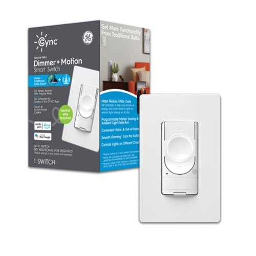 Cync - Smart Dimmer + Motion Sensor Light Switch, Neutral Wire Required, Bluetooth and 2.4 GHz Wifi - White-Front_Standard 