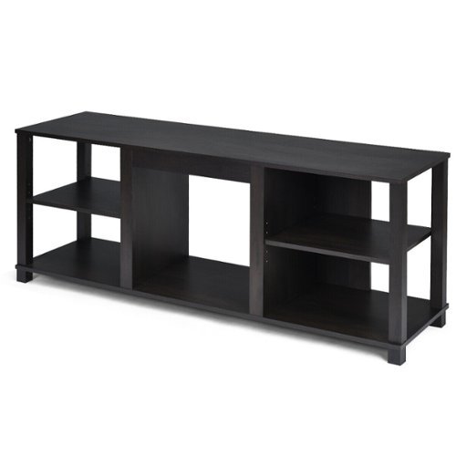 Gymax - 2-Tier TV Stand Storage Cabinet Console Adjustable Shelves Living Room UP TO 65" - Black-Front_Standard 