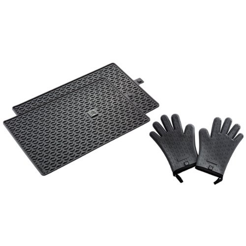 ZWILLING - BBQ+ 3-pc Silicone Grill Mat and Gloves Set - Charcoal-Front_Standard 
