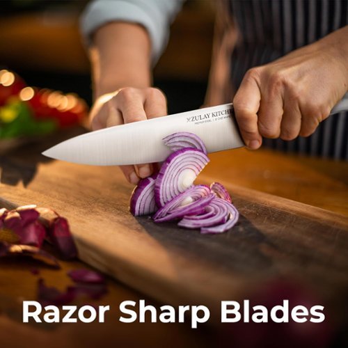 Zulay Kitchen 15 Piece Stainless Steel Knife Set with Block and