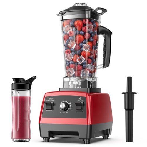 Teendow - 1800W Professional High-Speed 68oz Countertop Blender with 20oz To-Go Cup for Juice & Smoothies - Red-Front_Standard 