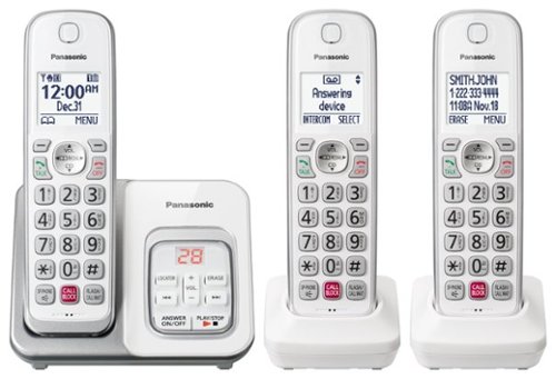 Panasonic - KX-TGD833W DECT 6.0 Expandable Cordless Phone System with Digital Answering System - White
