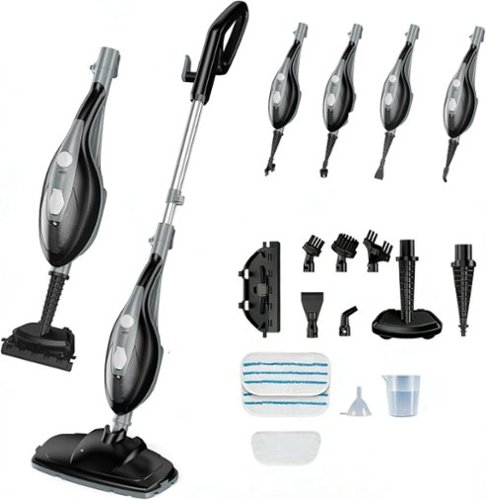 Sweet - 10-in-1 Steam Mop, 1550W Detachable Handheld Steam Cleaner for Floor Cleaning, 16FT Cord, 2 Washable Pads - Black Grey-Front_Standard 