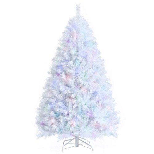 Costway - 6ft Iridescent Tinsel Artificial Christmas Tree with 792 Branch Tips - White