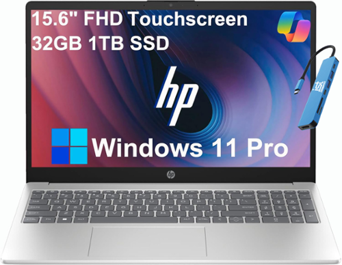 HP - 15 15.6" FHD Touchscreen Laptop - Intel Core i5 with 32GB Memory - 1TB SSD - Windows 11 Pro - Silver-Front_Standard 