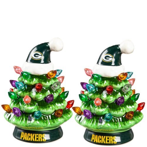 Evergreen Enterprises - Green Bay Packers 2-Pack 4" Ceramic LED Christmas Tree Set - Multicolor-Front_Standard 