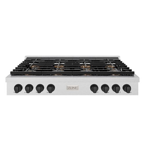 ZLINE - Autograph 48 in. Satin Steel Paramount Rangetop with 8 DuoPro Burners and Black Accents (PSRTSZ-48-MB) - Satin Stainless Steel