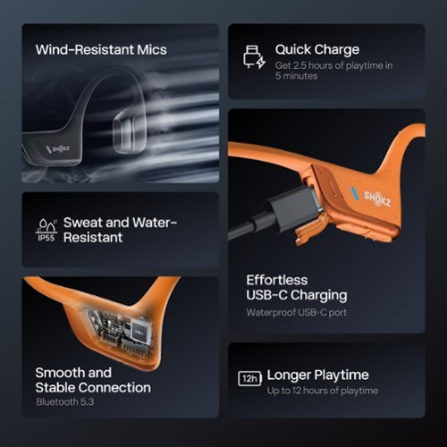 Shokz OpenRun Pro 2 Mini Wireless Bone Conduction Open-Ear Bluetooth Sports Headphones - Orange BUY ONLINE